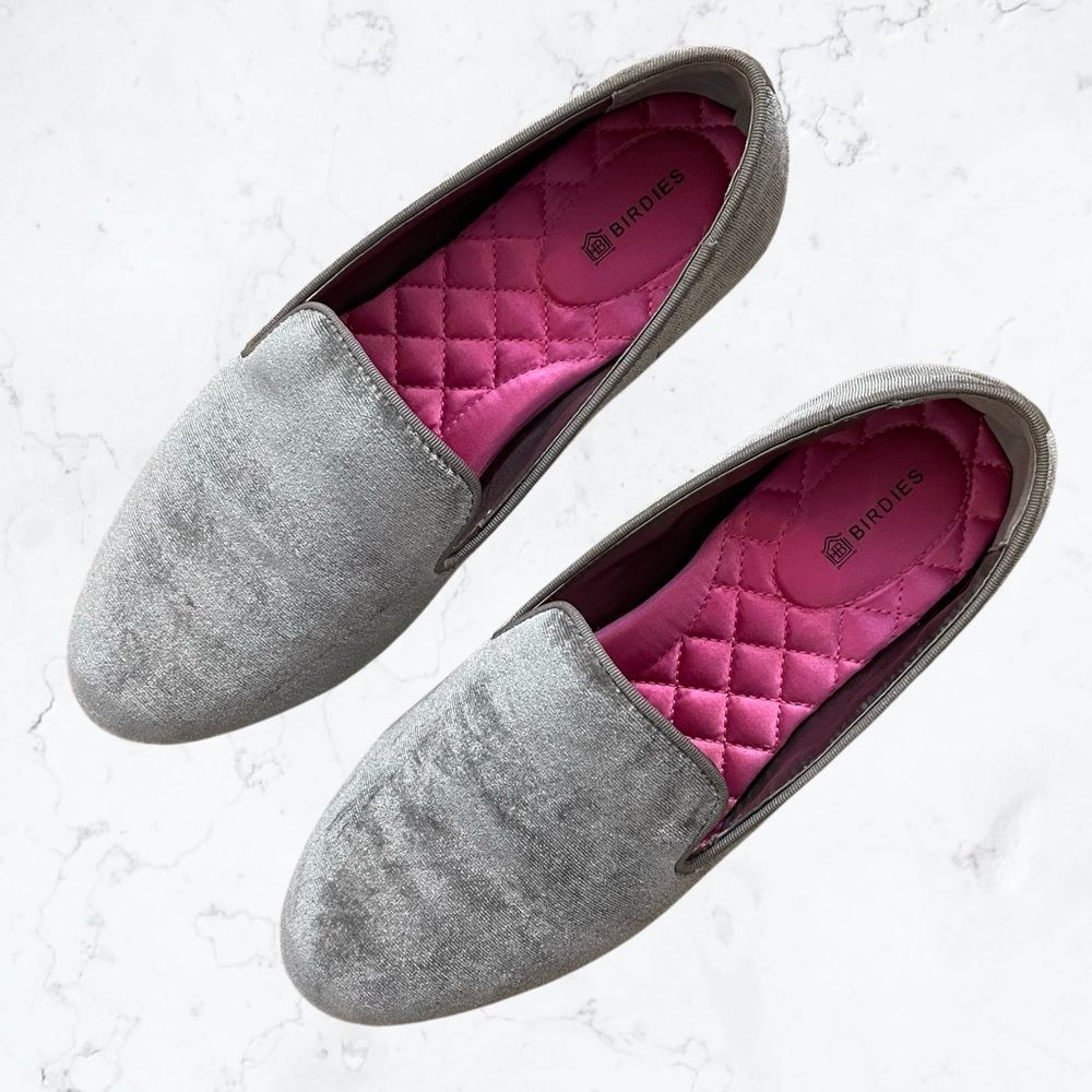 Birdies Silver Velvet Flats | The Starling Size 7